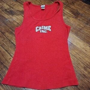 Crime Inc Red 100% Tank Top Size Large